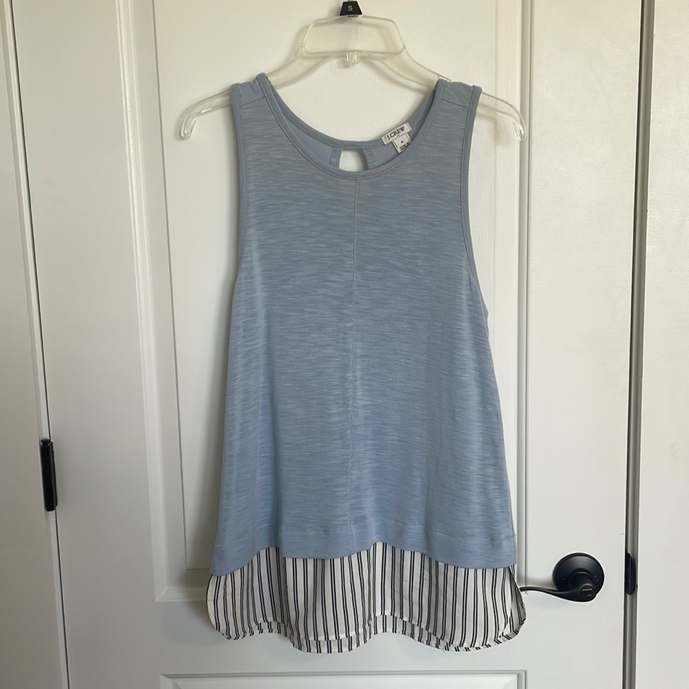 JCrew Blue and Striped Flow Tank